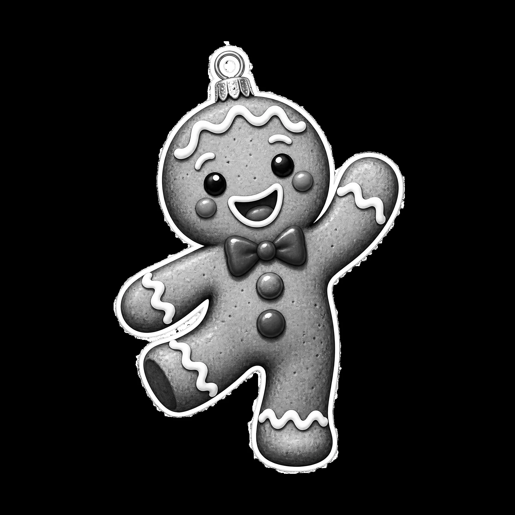 Monochrome Gingerbread Ornament Sticker - AI-generated stock image