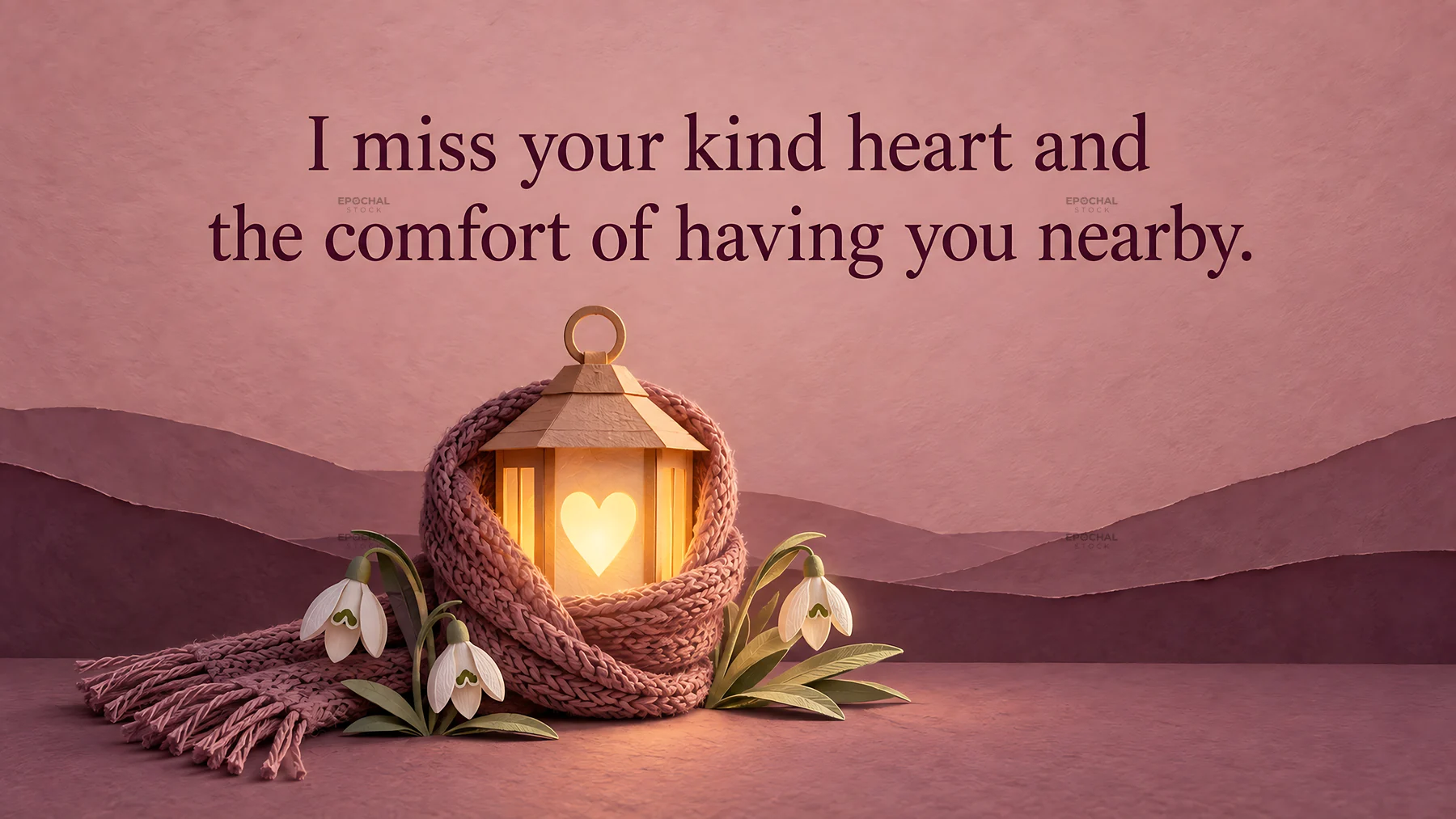I Miss Your Kind Heart Greeting Illustration - AI-generated stock image