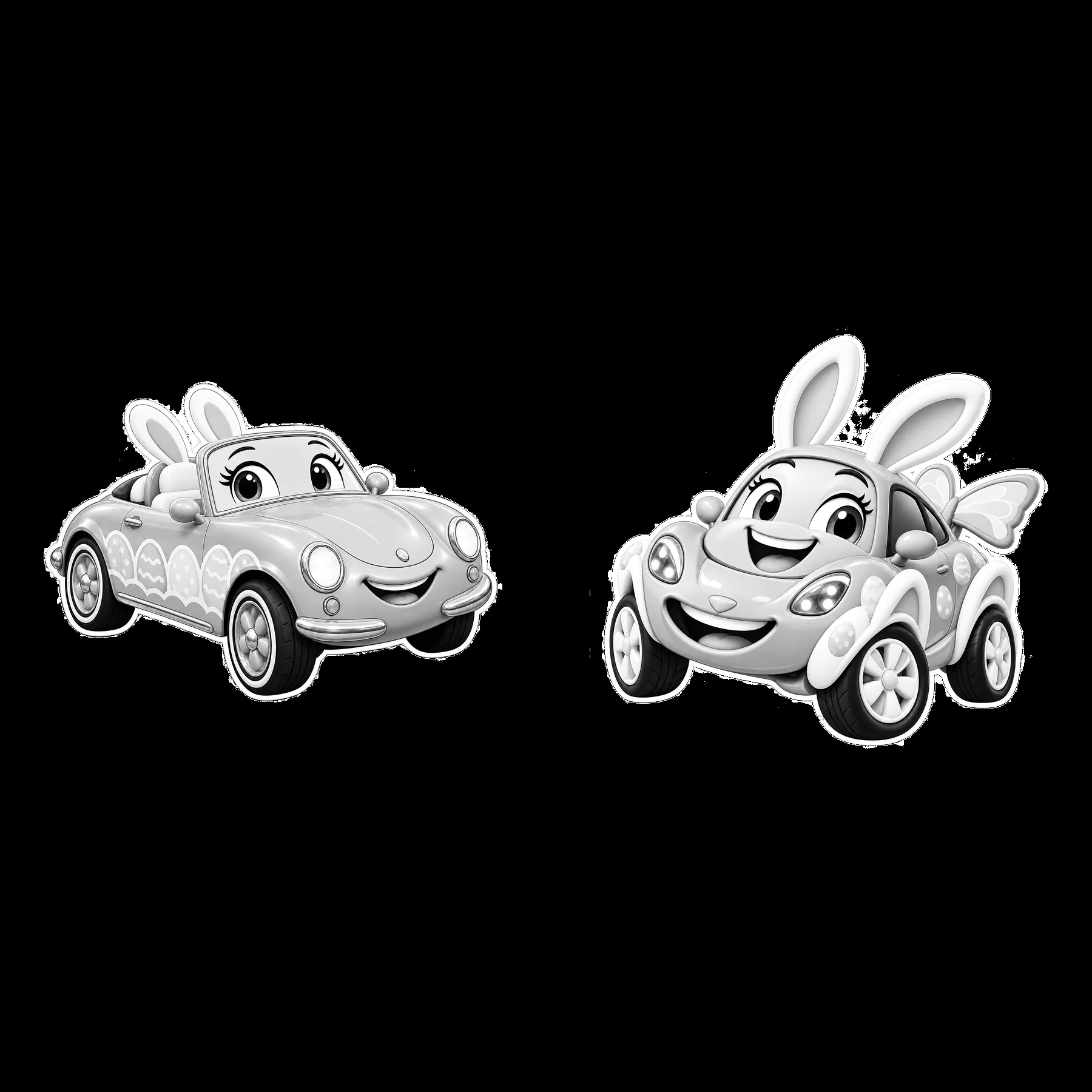 Easter car stickers featuring rabbits with big ears and smiles - AI-generated stock image