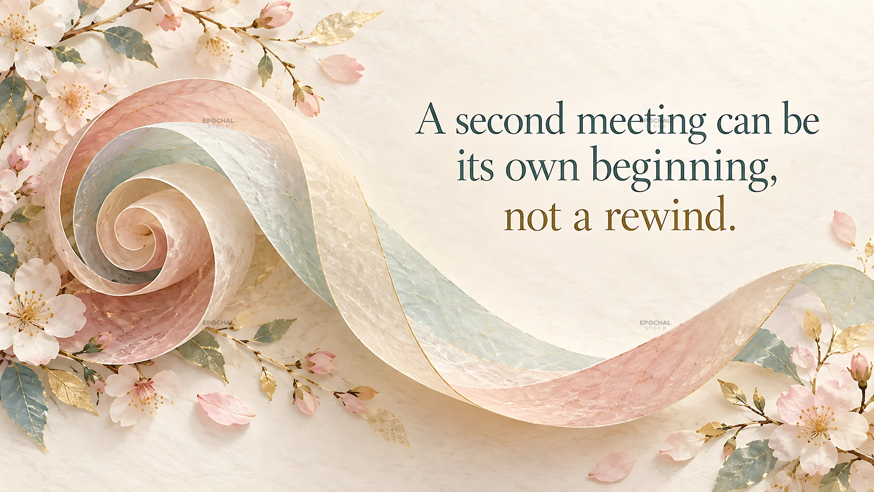 Second Meeting Greeting with Blossoms and Ribbon - AI-generated stock image