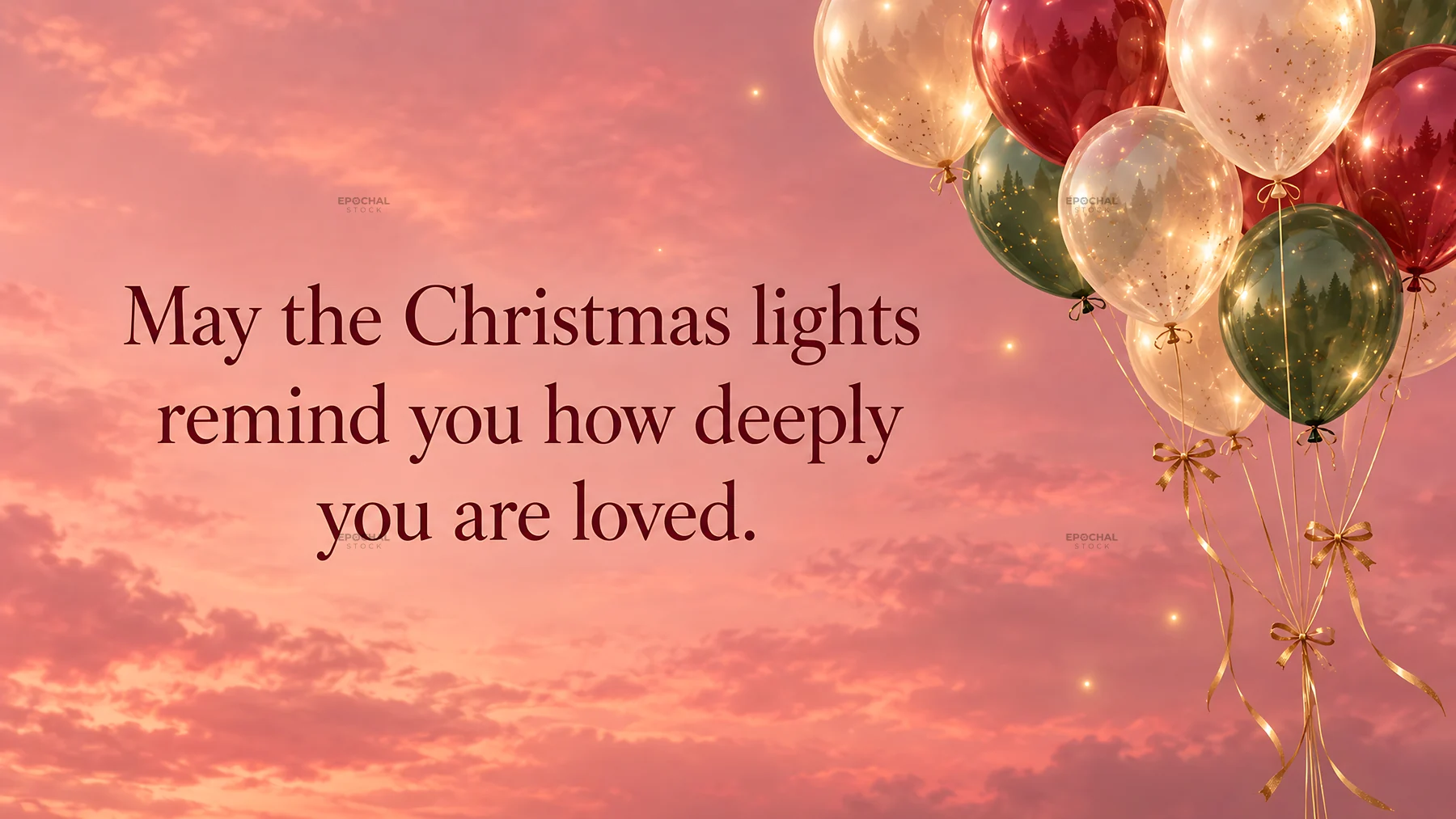 Christmas Greeting with Balloons at Sunset - AI-generated stock image