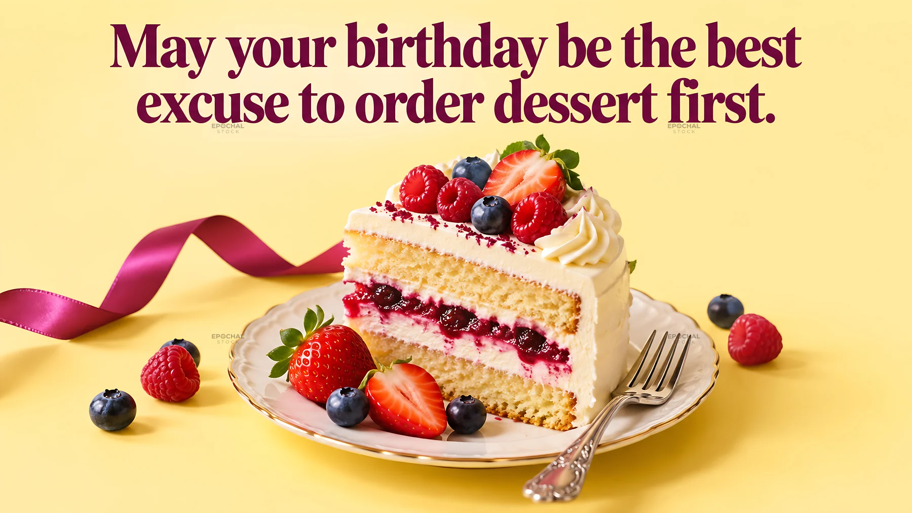 Birthday berry cake with a playful greeting - AI-generated stock image
