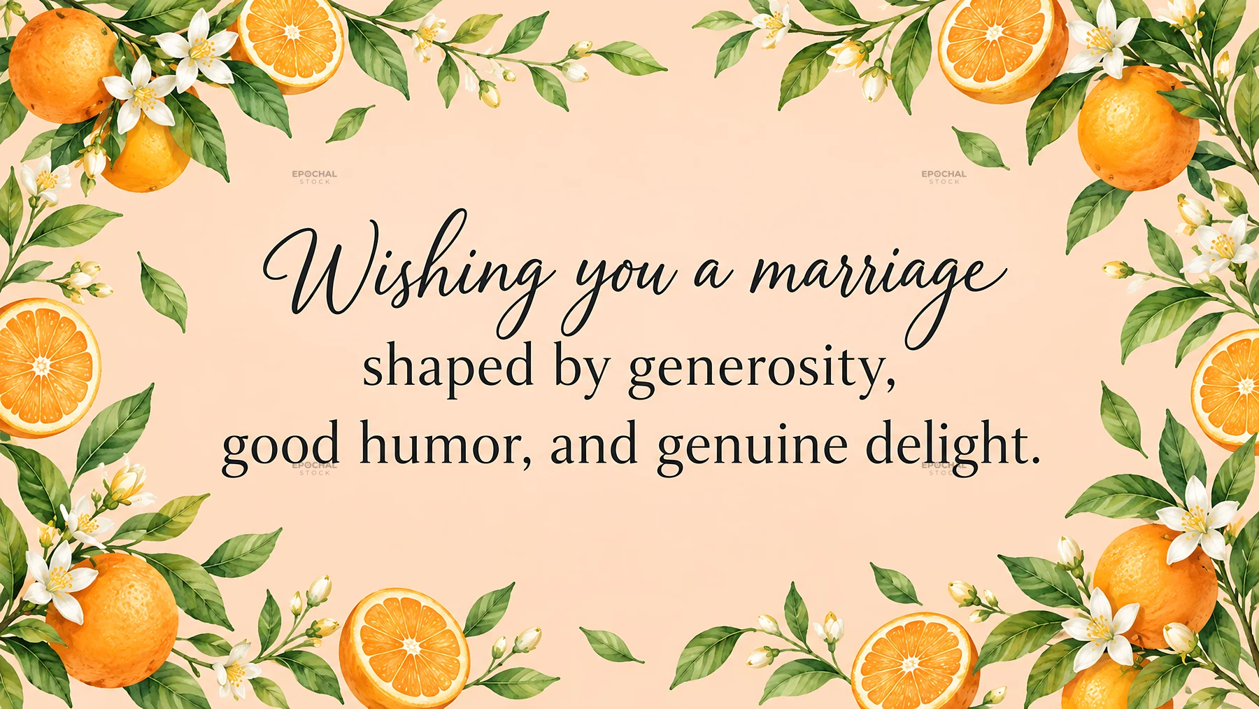 Citrus Wedding Greeting with Floral Border - AI-generated stock image