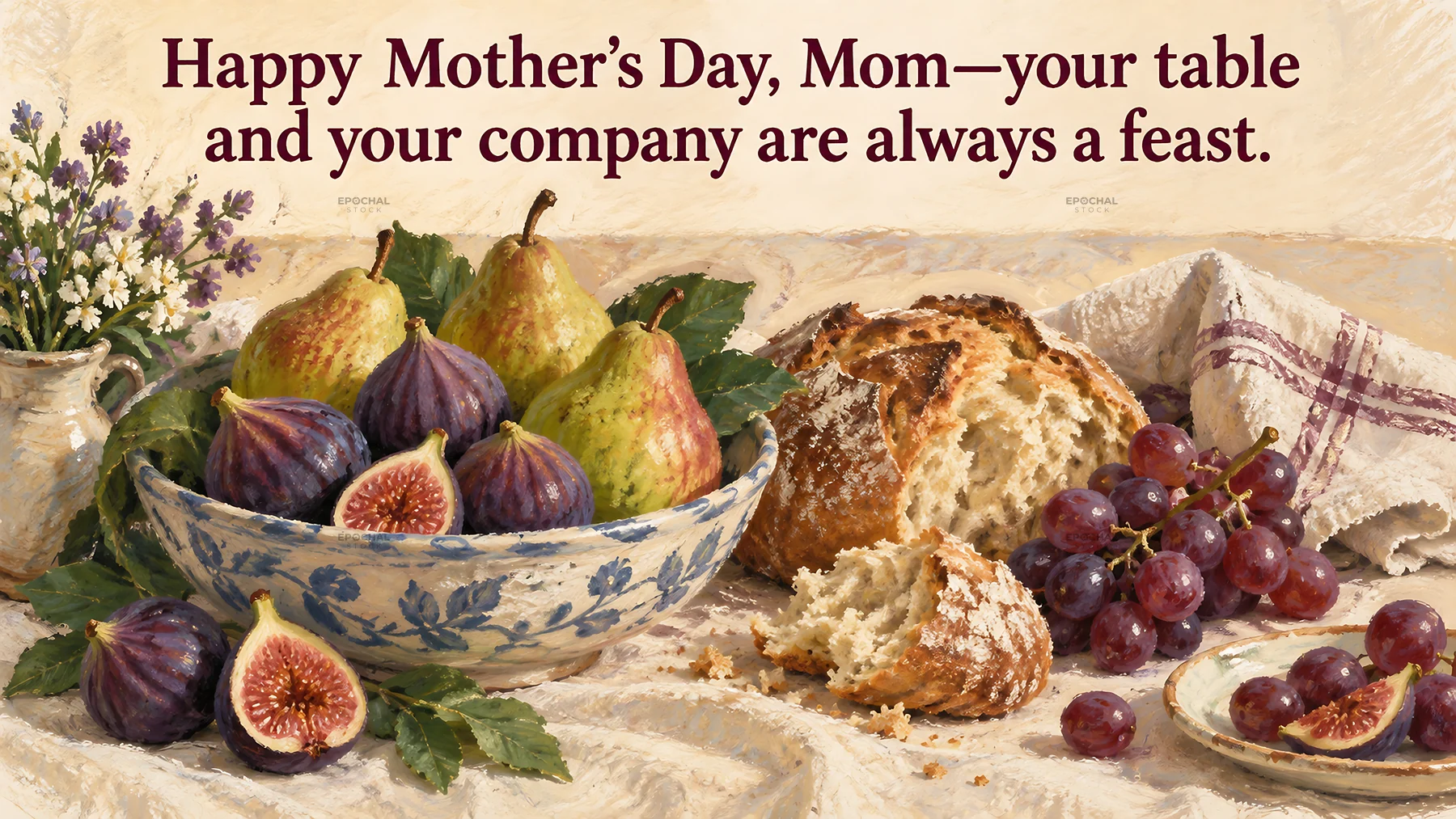 Mother's Day Feast Still Life Greeting - AI-generated stock image