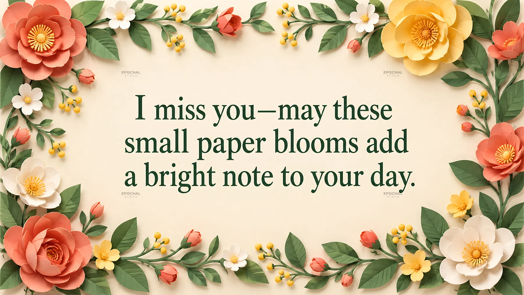 I Miss You Paper Flower Greeting - AI-generated stock image