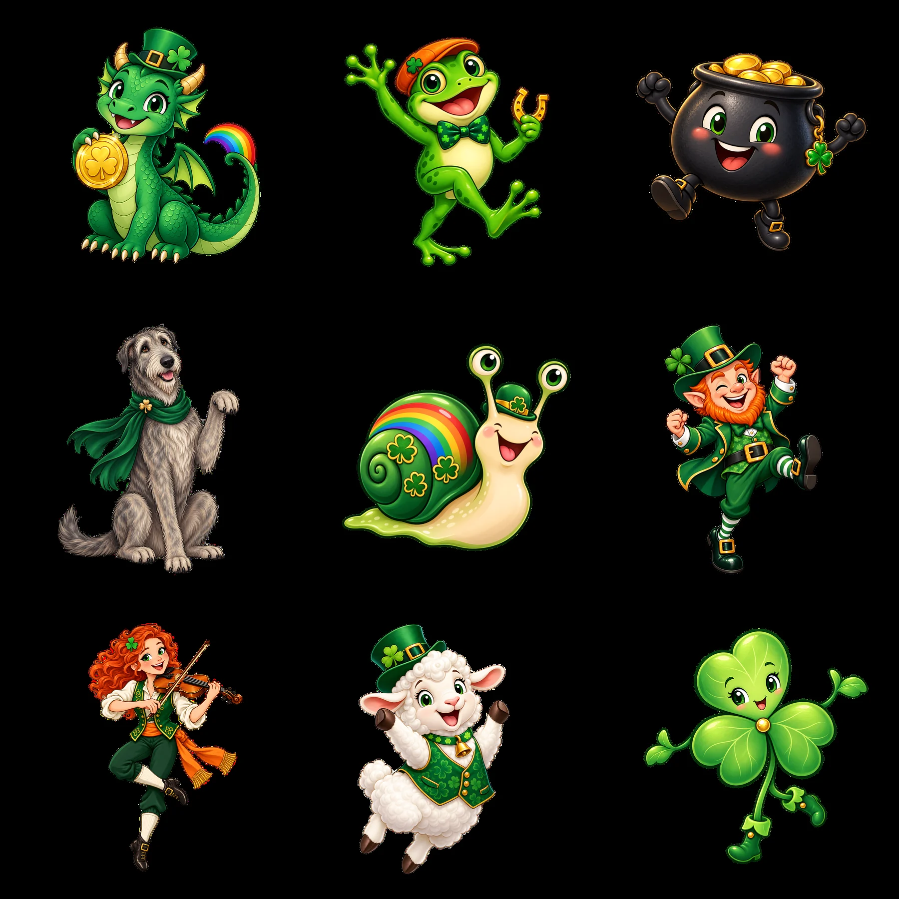 A collection of nine cartoon stickers showcases St - AI-generated stock image