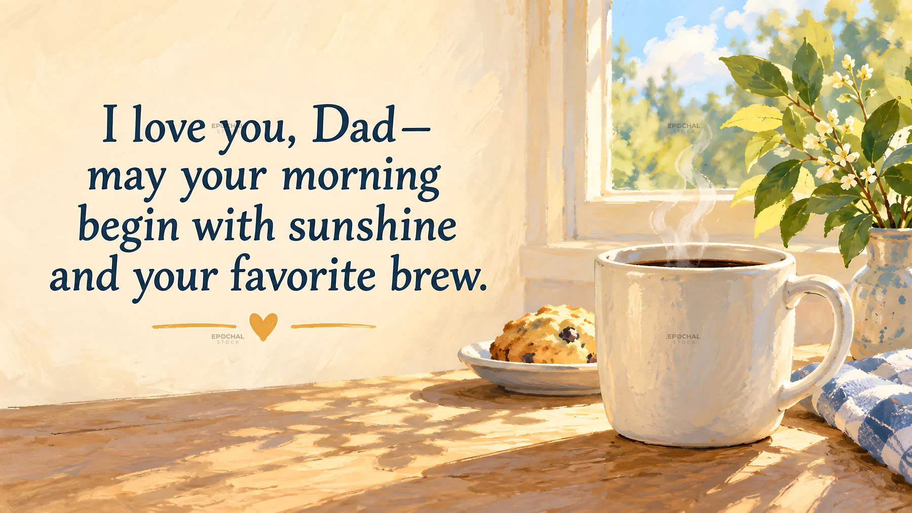 Love You, Dad Morning Coffee Greeting - AI-generated stock image