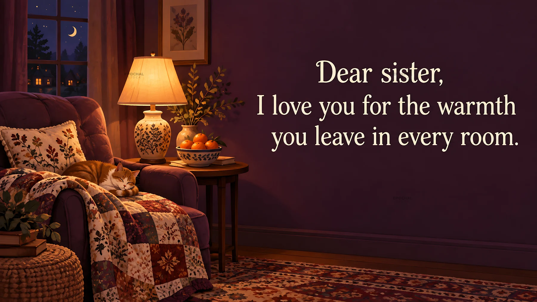 Sister Love Greeting in a Cozy Living Room - AI-generated stock image