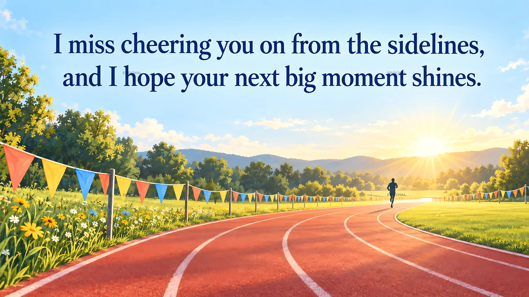 I Miss You Running Track Greeting Illustration - AI-generated stock image