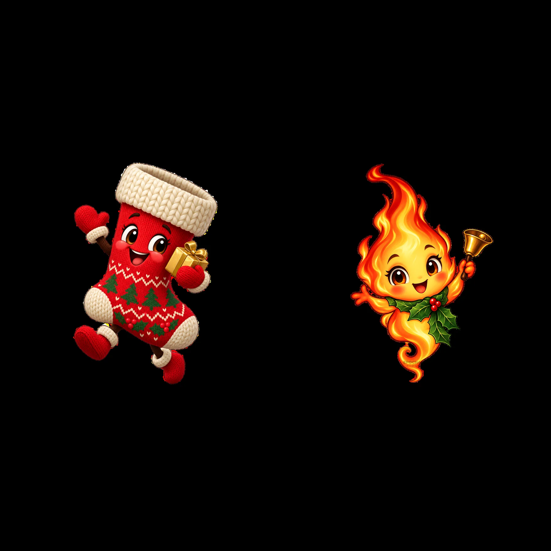 Two isolated cartoon figure stickers - AI-generated stock image