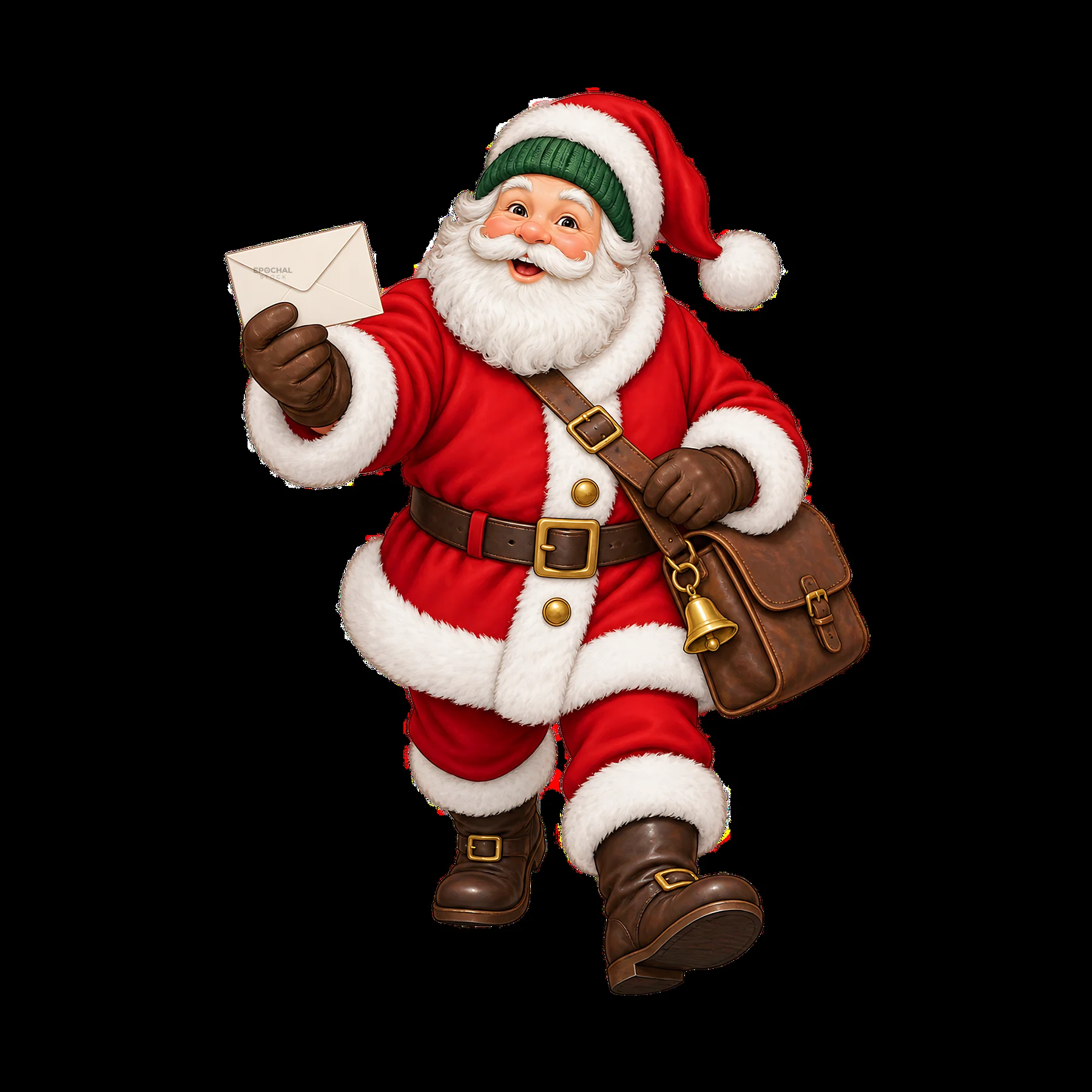 Santa Claus Holding a Letter Sticker - AI-generated stock image