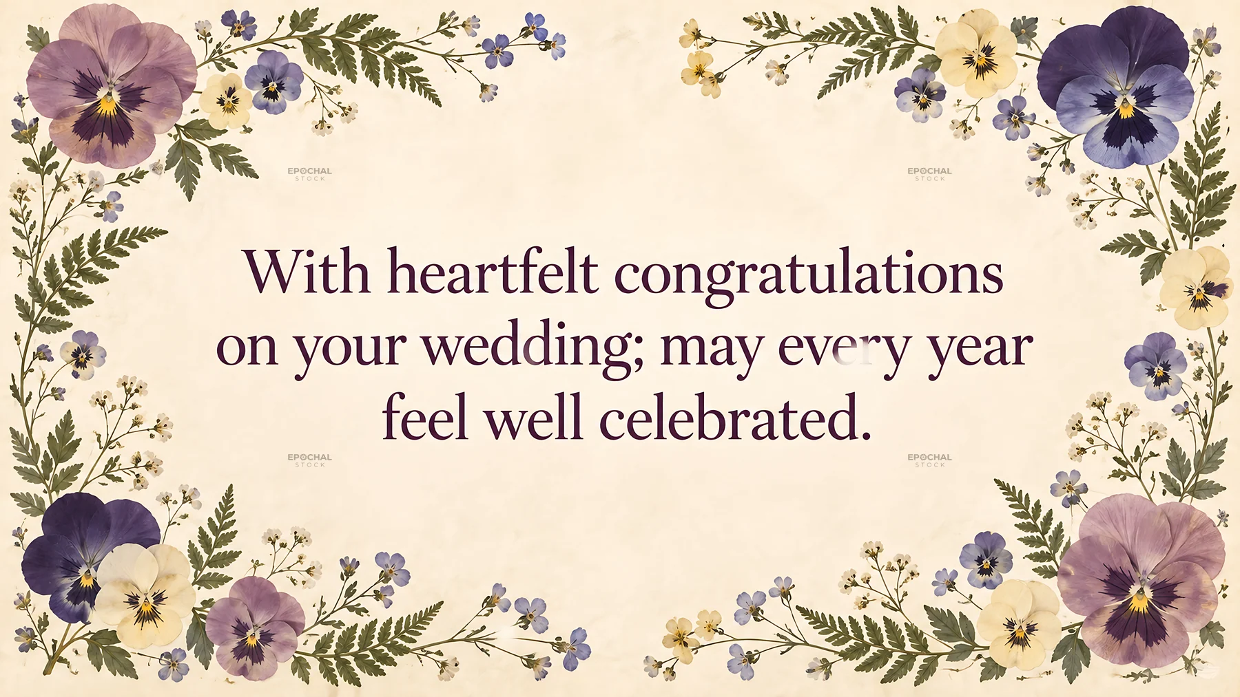 Floral Wedding Congratulations Greeting Card - AI-generated stock image