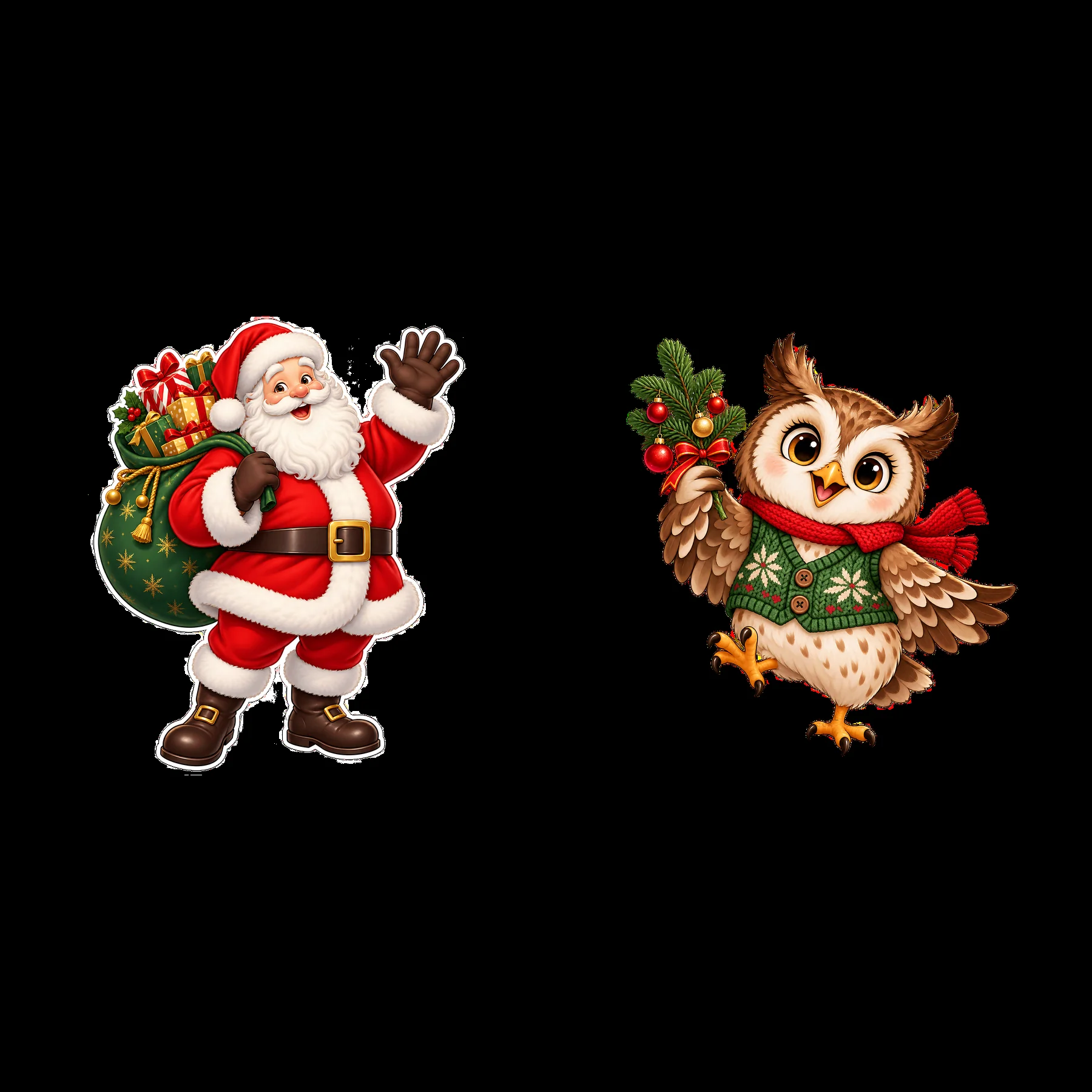Two isolated cartoon figure stickers - AI-generated stock image