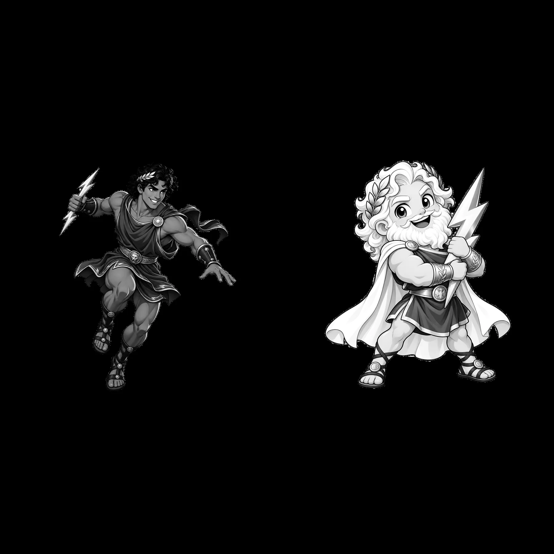 Zeus and lightning hero with pose and dynamic action - AI-generated stock image