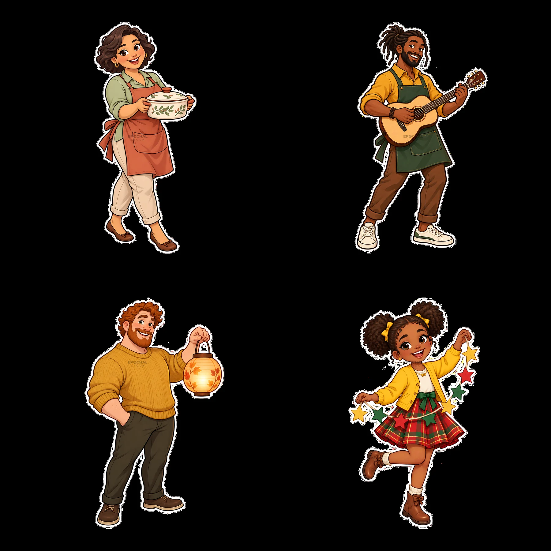 Family members engaging in activities for a gathering - AI-generated stock image