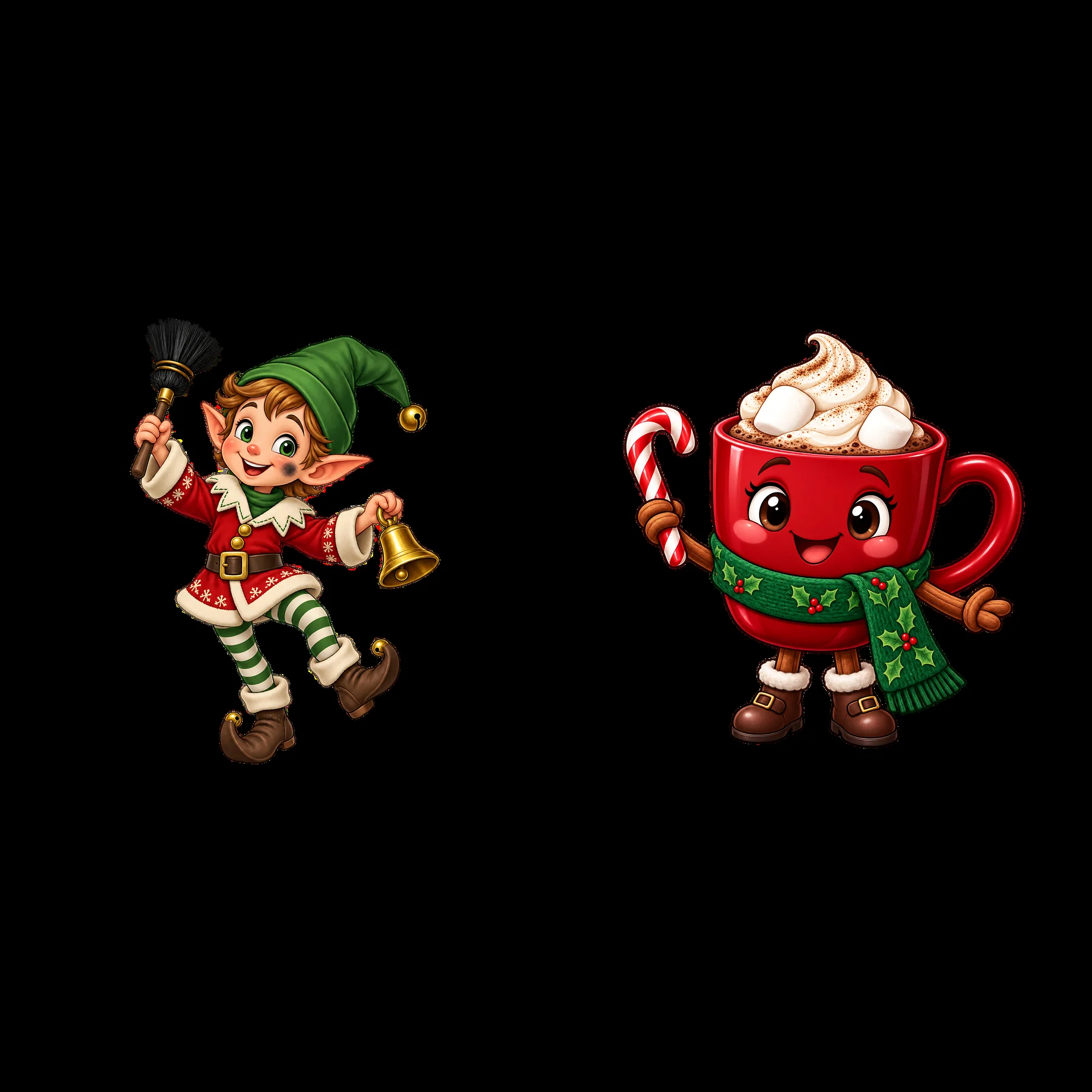 Two isolated cartoon figure stickers - AI-generated stock image