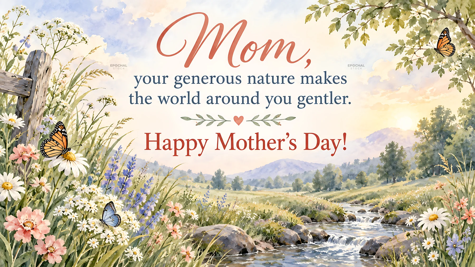 Mother's Day Greeting in a Wildflower Valley - AI-generated stock image