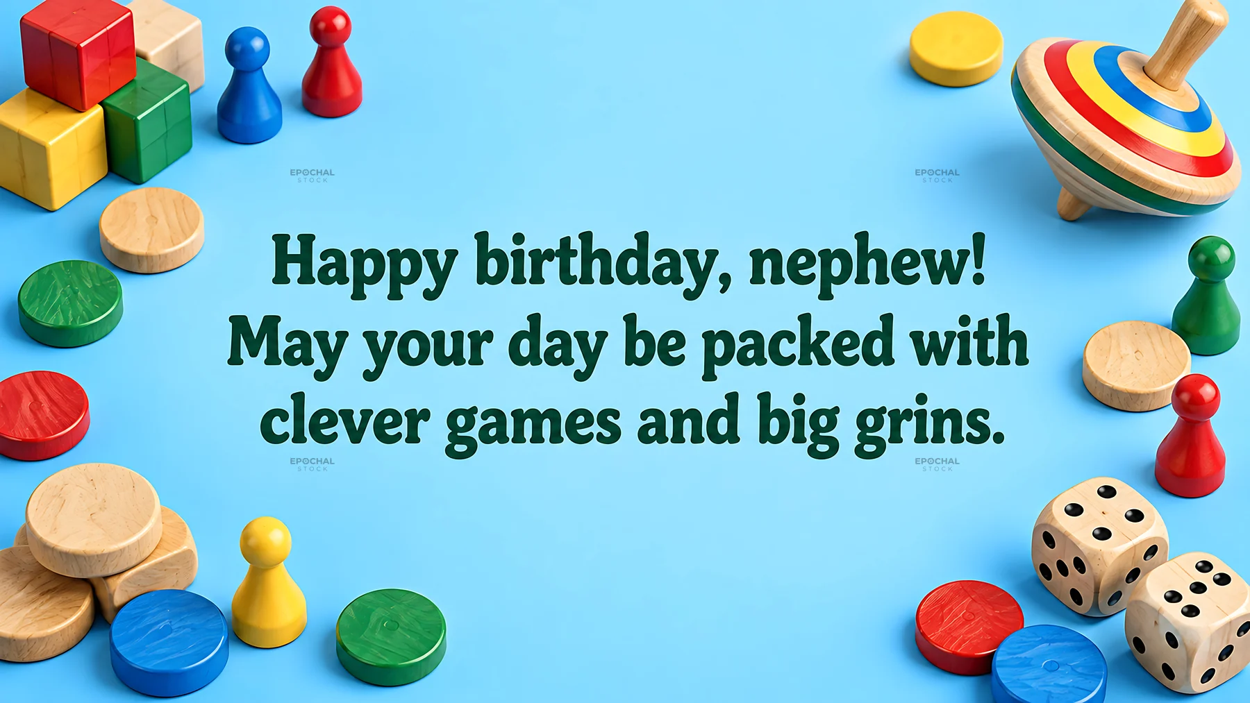 Happy Birthday Nephew Greeting with Colorful Game Pieces - AI-generated stock image