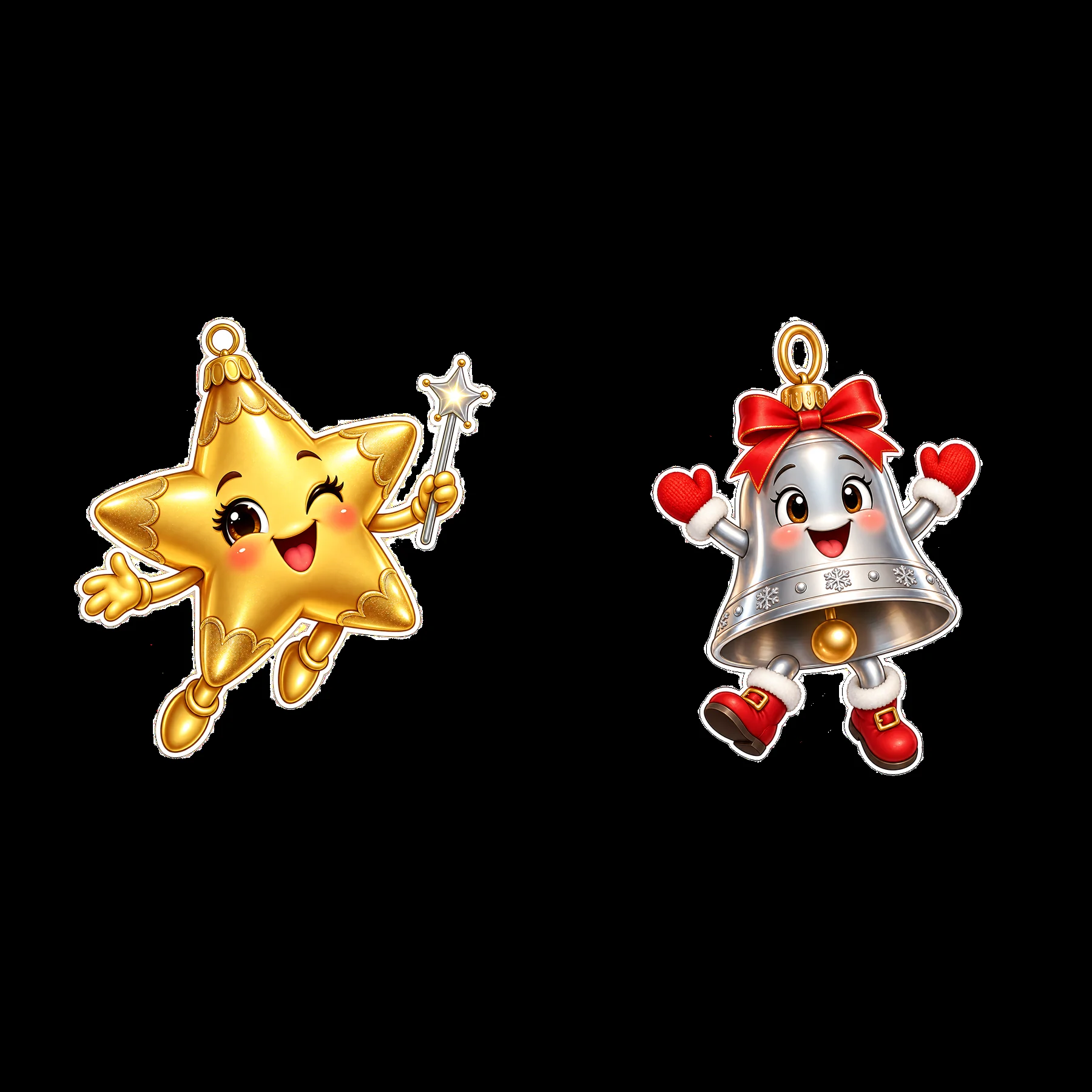 Two isolated cartoon figure stickers - AI-generated stock image