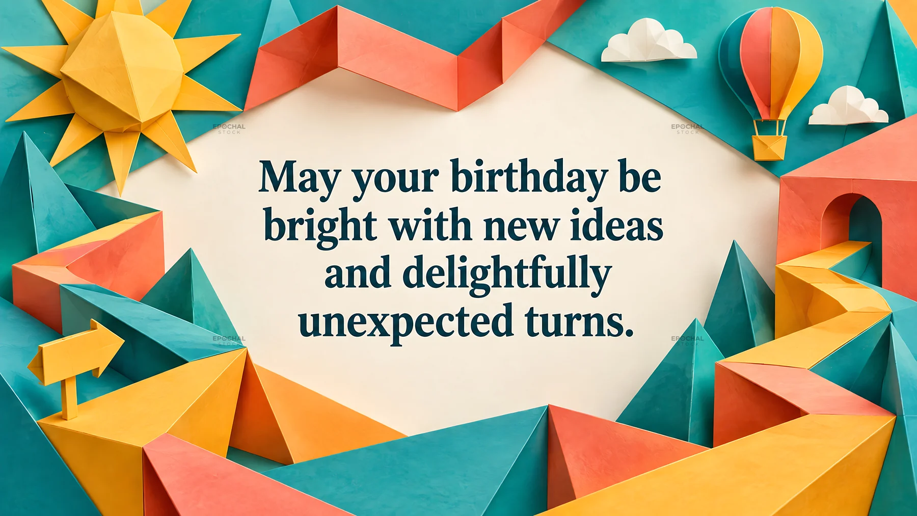 Geometric Birthday Greeting with Paper Cutout Maze - AI-generated stock image