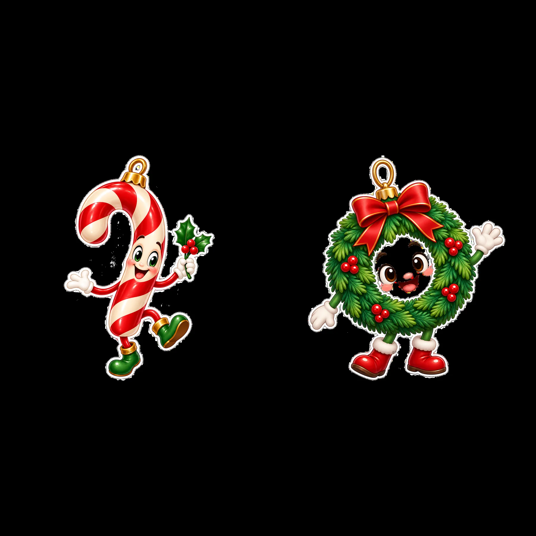 Two isolated cartoon figure stickers - AI-generated stock image