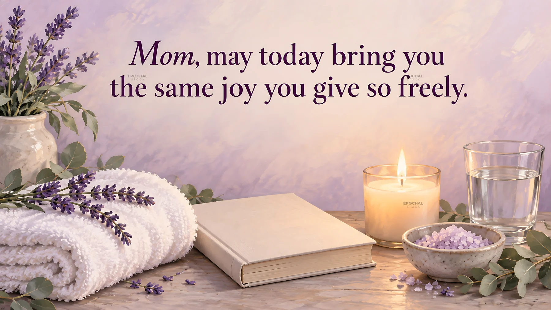 Mother's Day Greeting with Lavender and Candle - AI-generated stock image