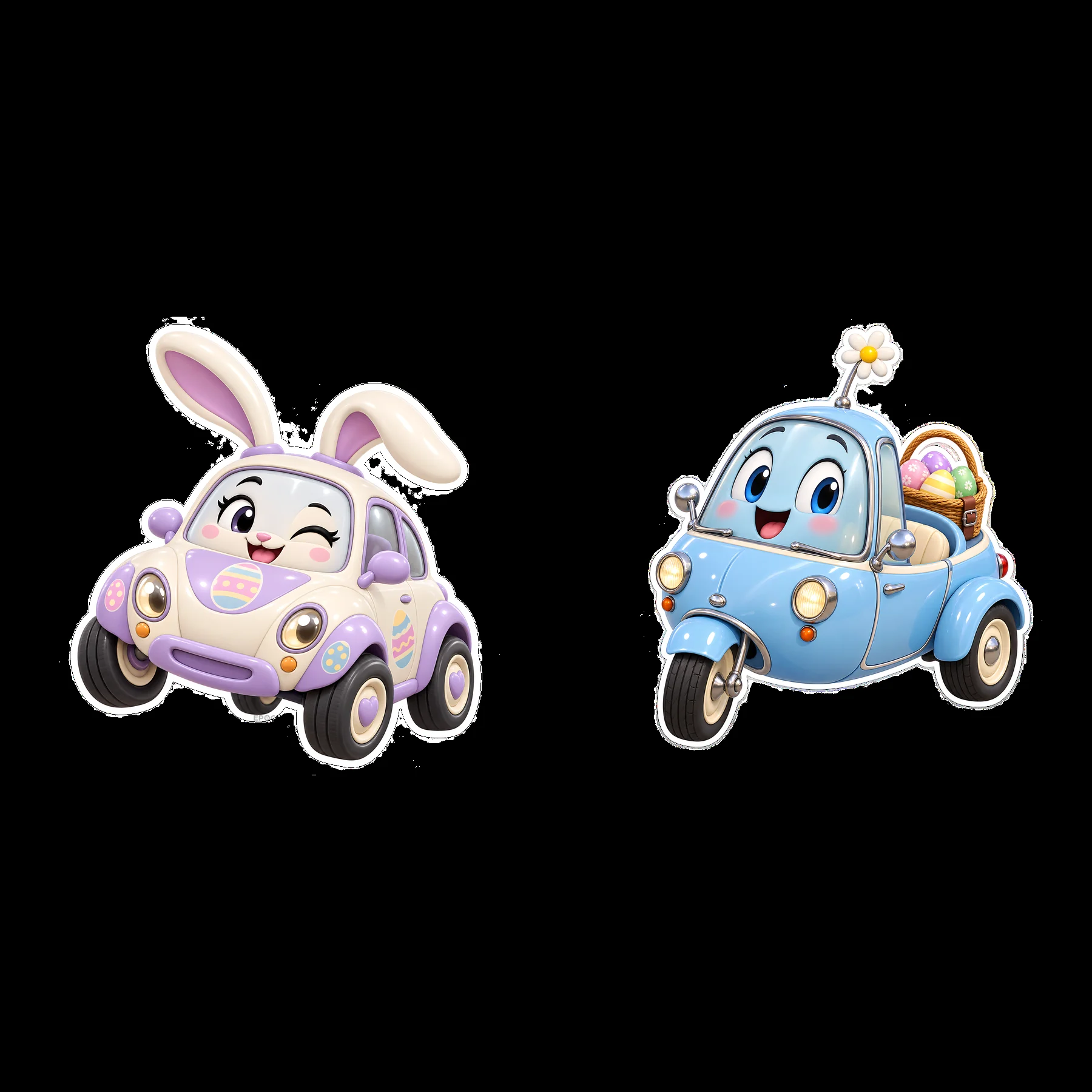 Easter bunny car and cheerful egg delivery vehicle - AI-generated stock image