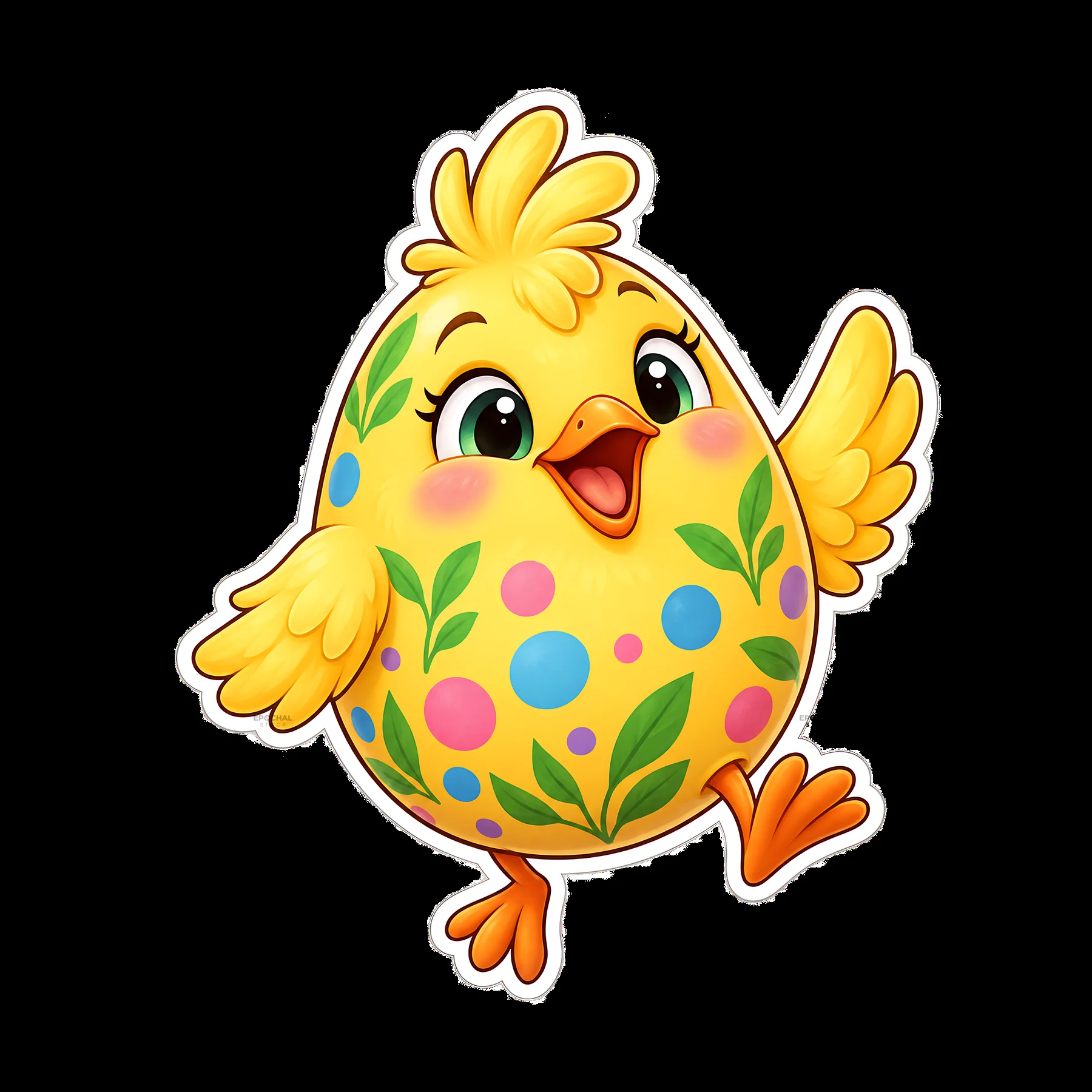 Cute yellow chick with colorful Easter egg design - AI-generated stock image