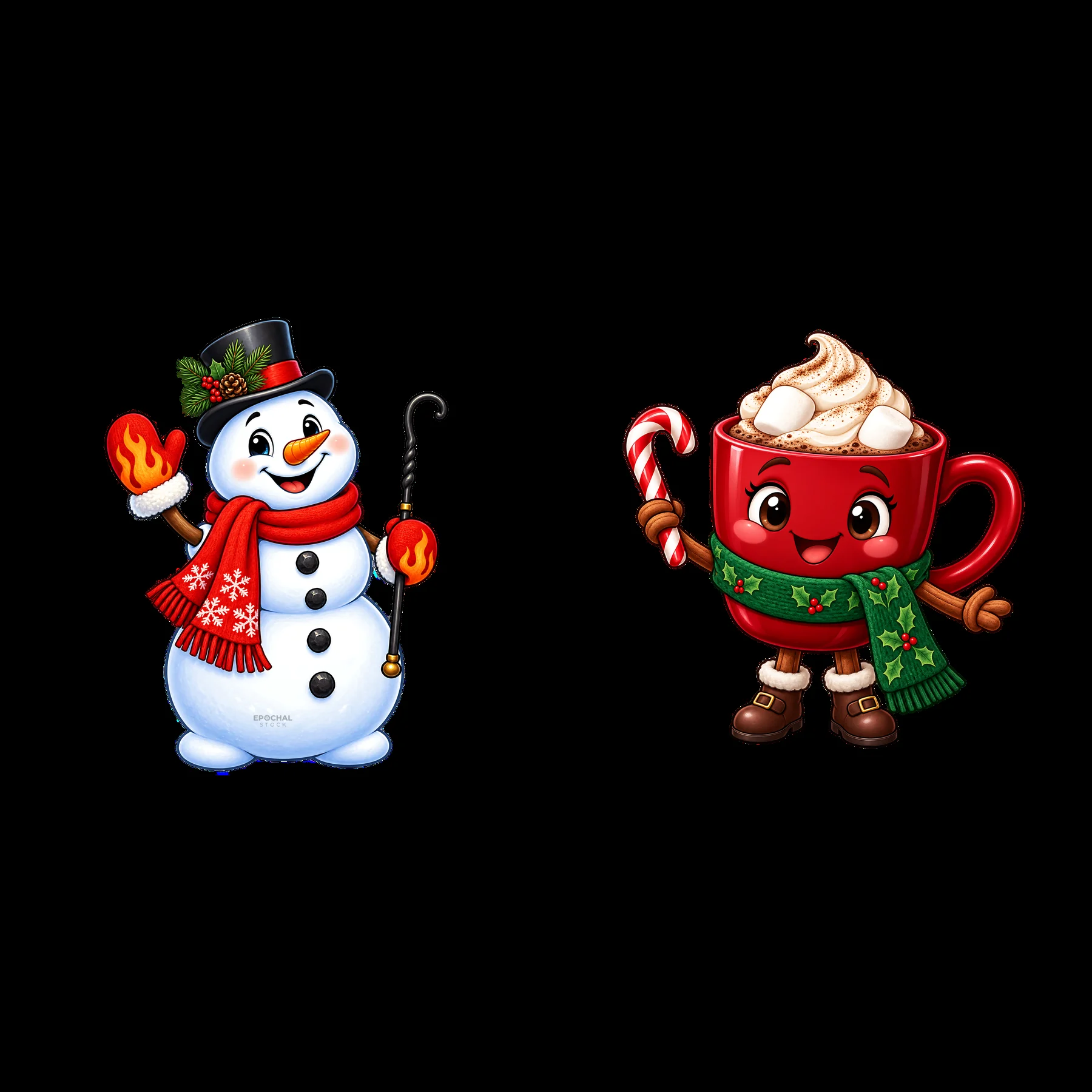 Two isolated cartoon figure stickers - AI-generated stock image