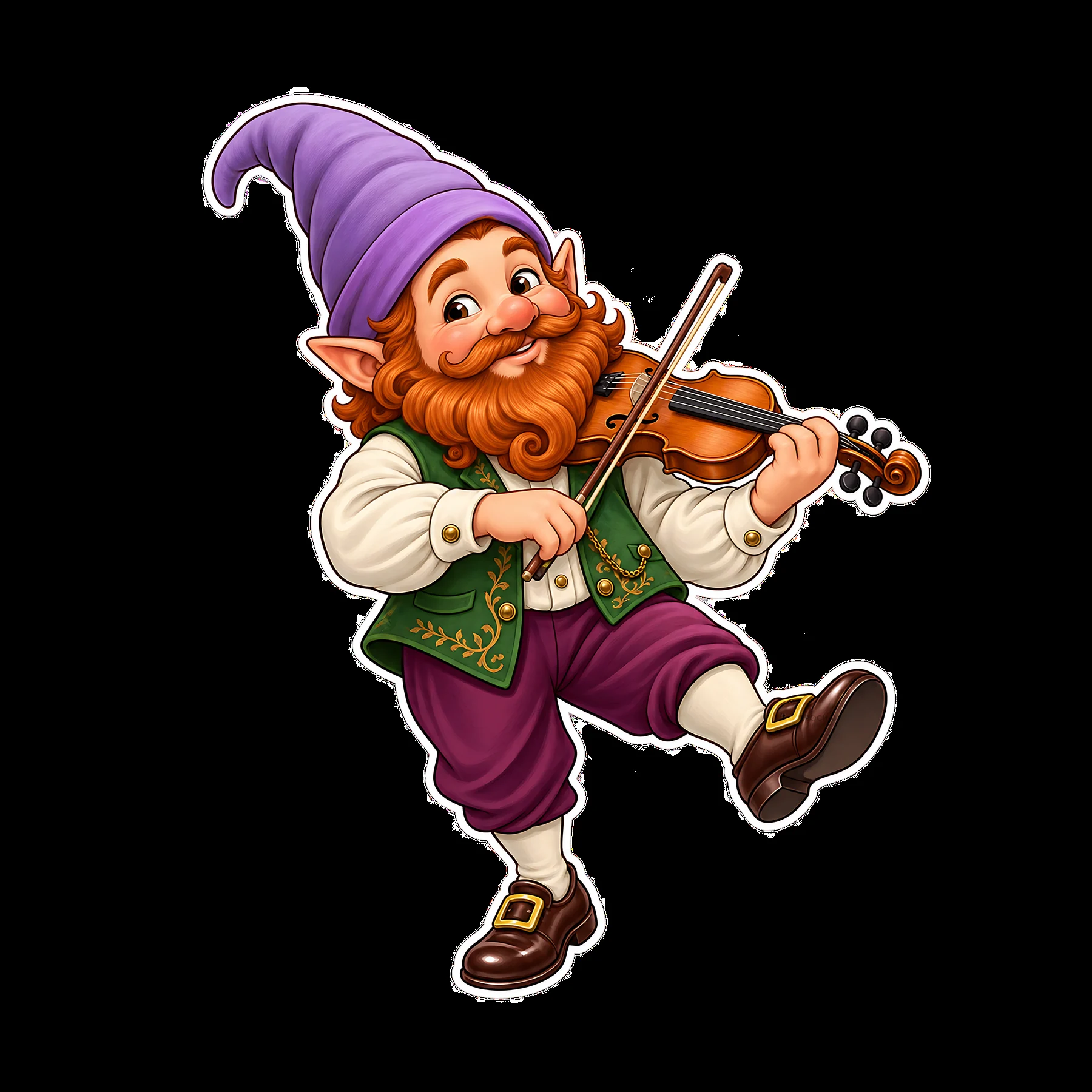 Gnome playing the violin with a joyful expression - AI-generated stock image