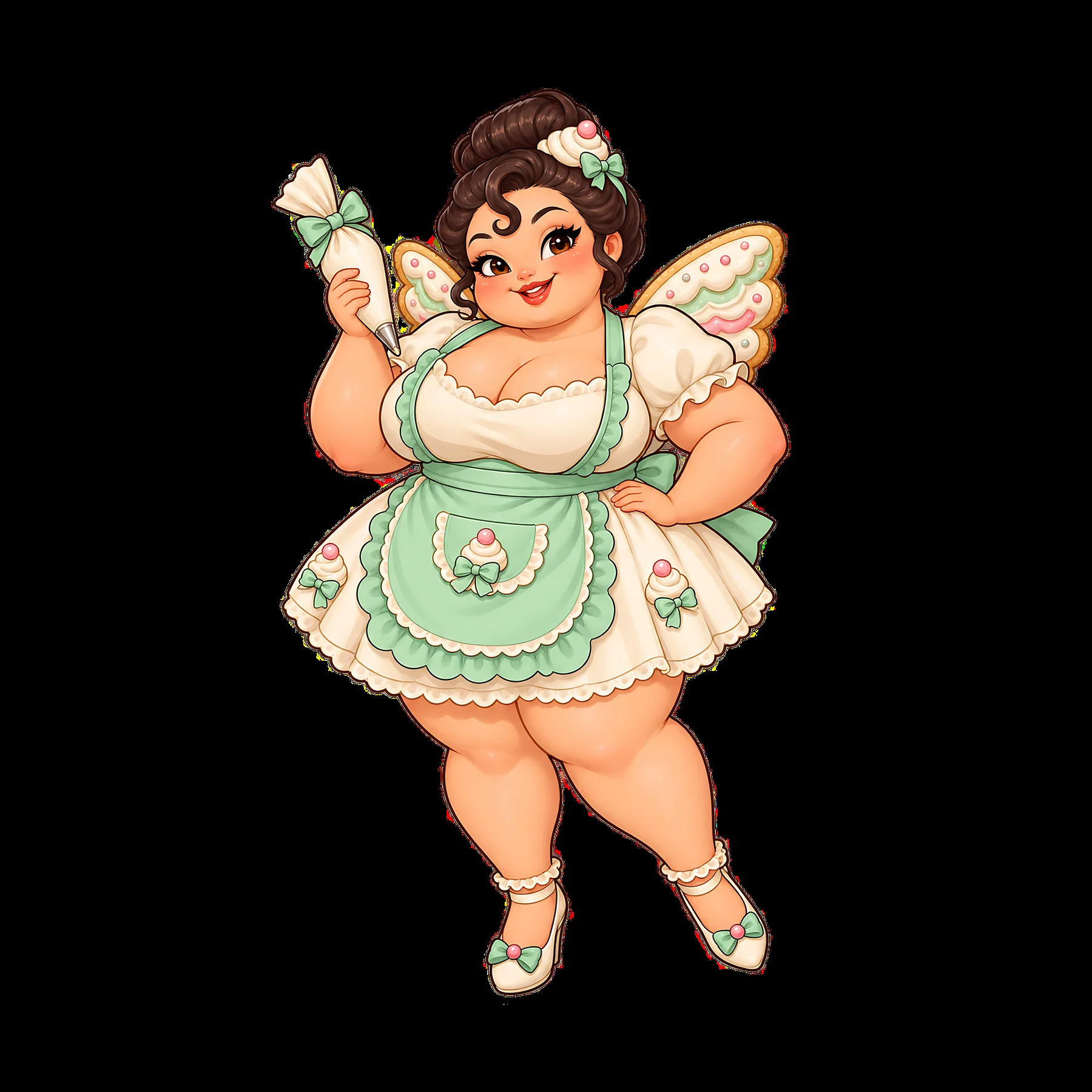 Kawaii ultra-fat fairy with candy accessory in pastel colors - AI-generated stock image