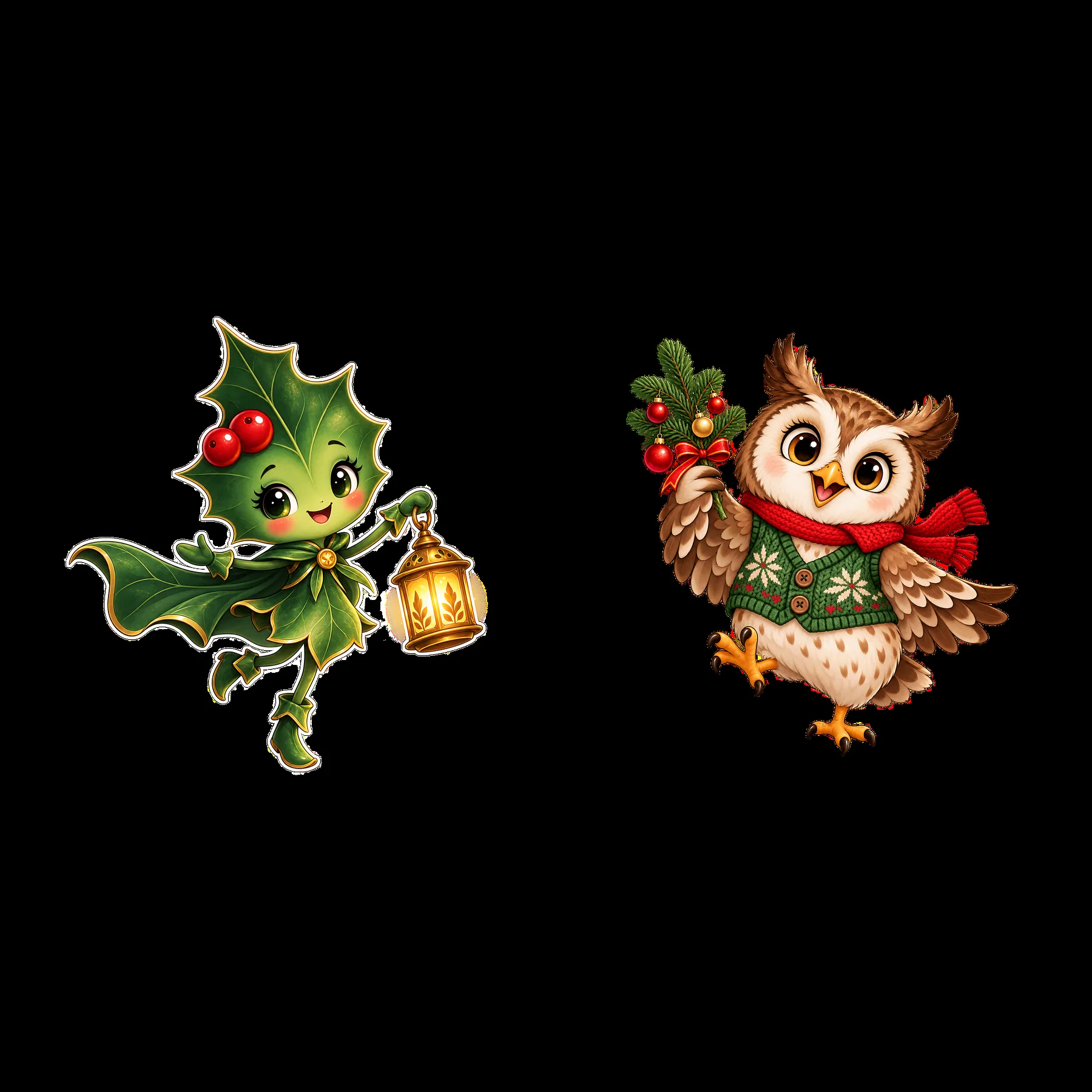 Two isolated cartoon figure stickers - AI-generated stock image