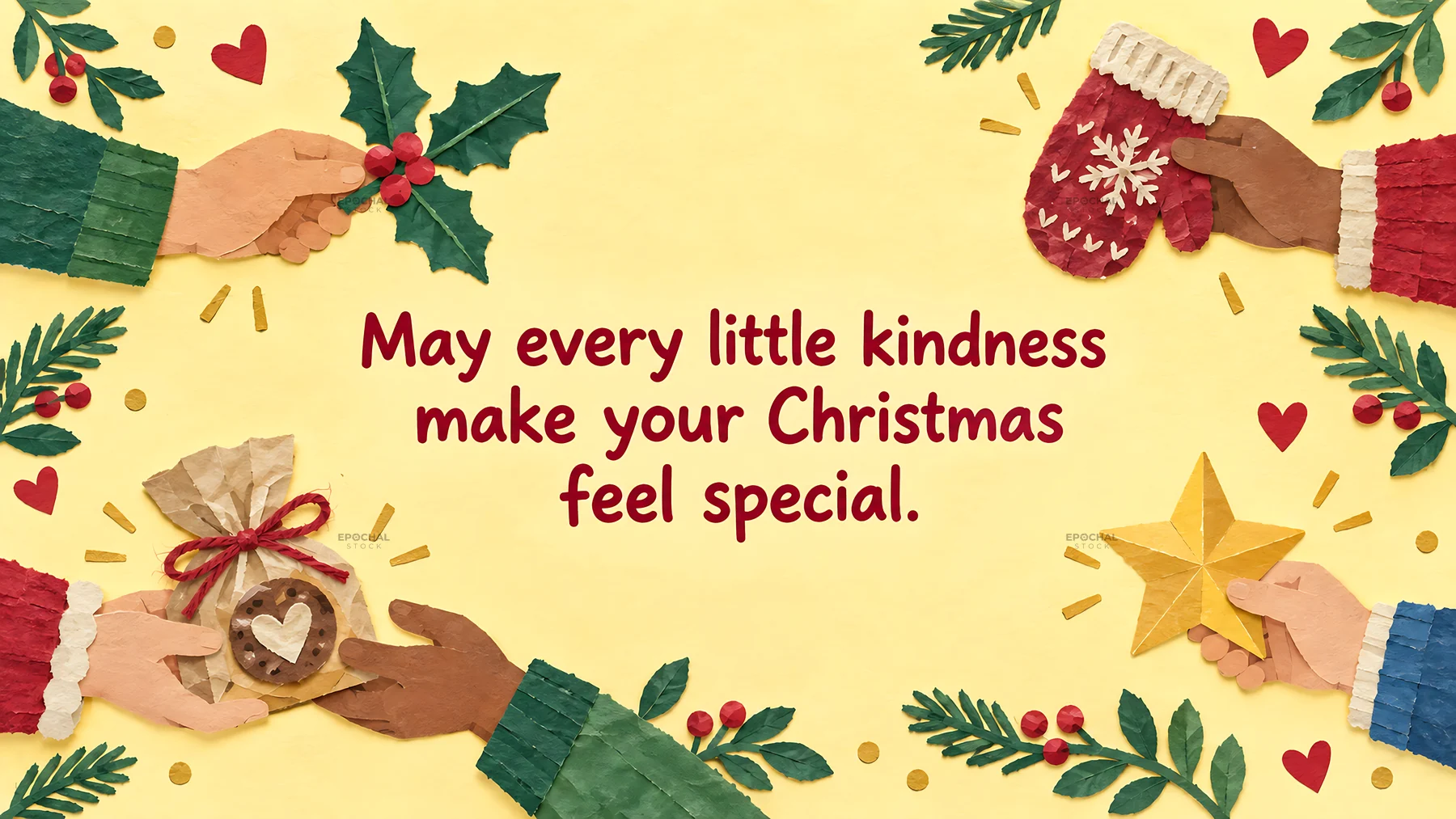 Christmas Kindness Greeting in Paper Cut Style - AI-generated stock image