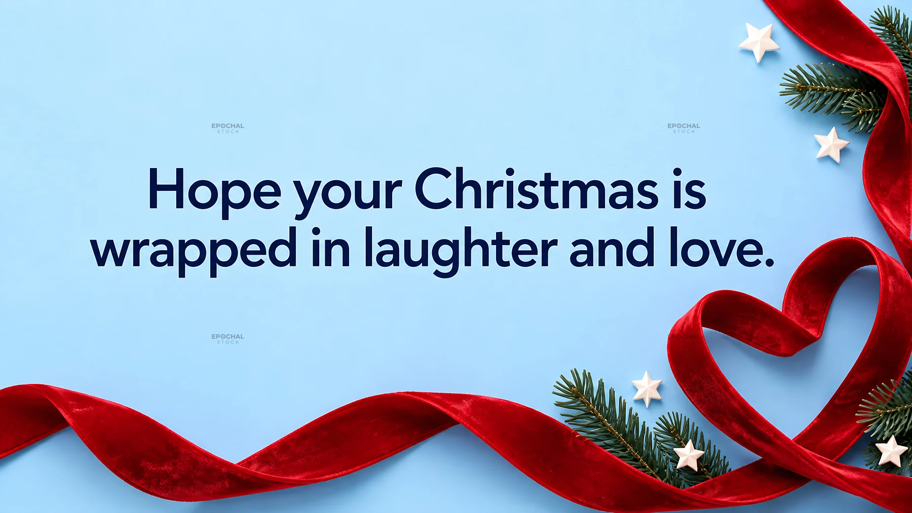 Christmas Greeting with a Ribbon Heart and Stars - AI-generated stock image