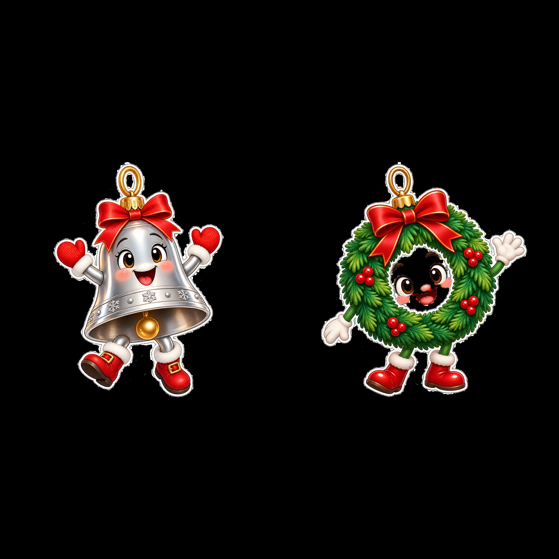 Two isolated cartoon figure stickers - AI-generated stock image