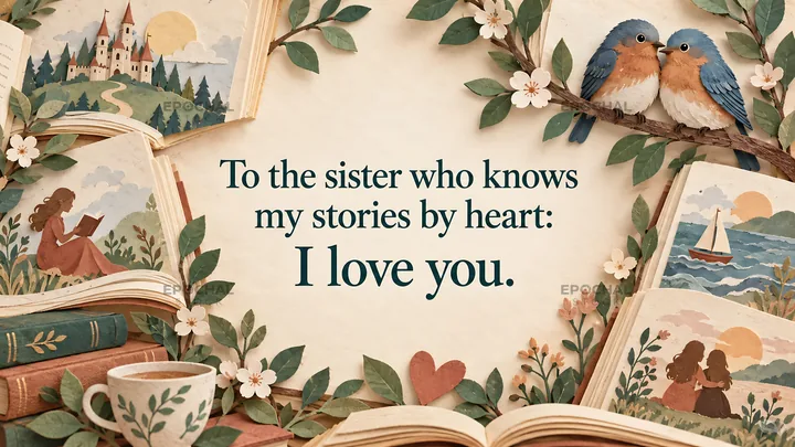 Storybook I Love You Greeting for a Sister - AI-generated stock image