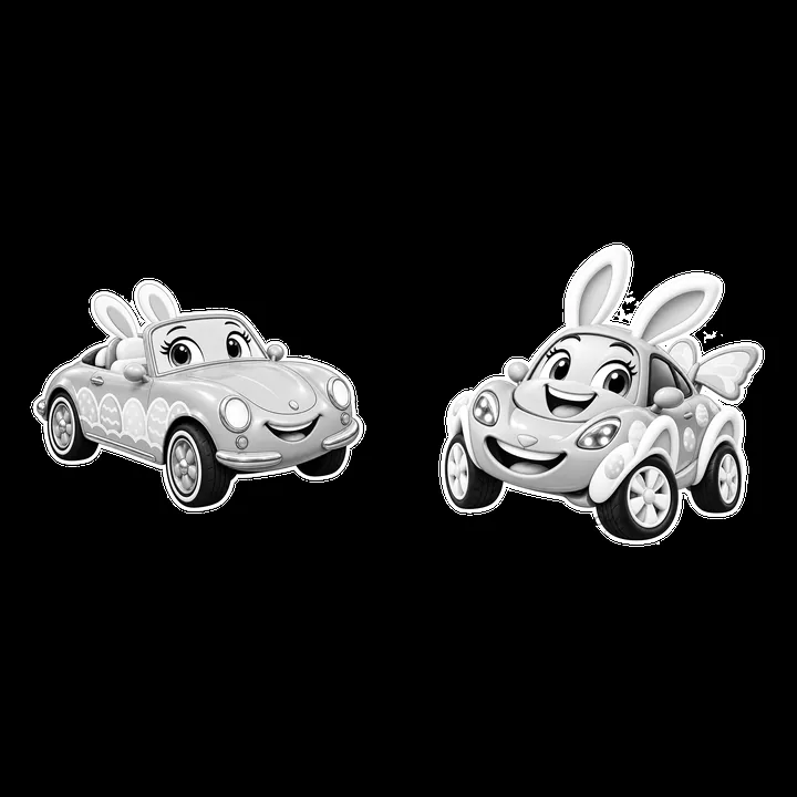 Easter car stickers featuring rabbits with big ears and smiles - AI-generated stock image