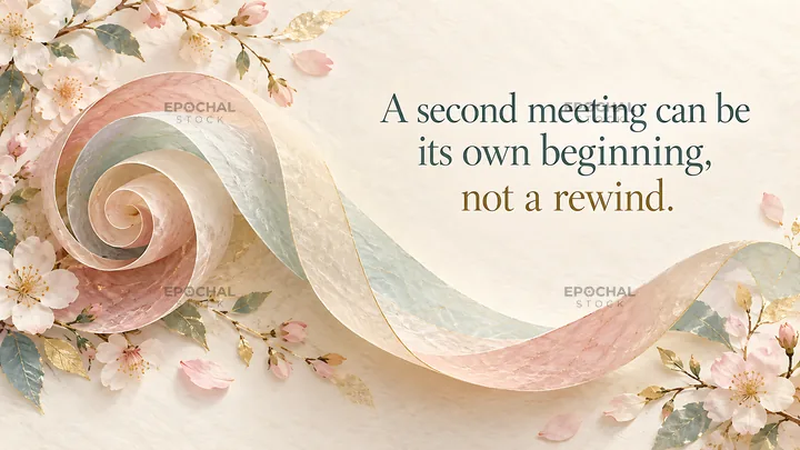Second Meeting Greeting with Blossoms and Ribbon - AI-generated stock image