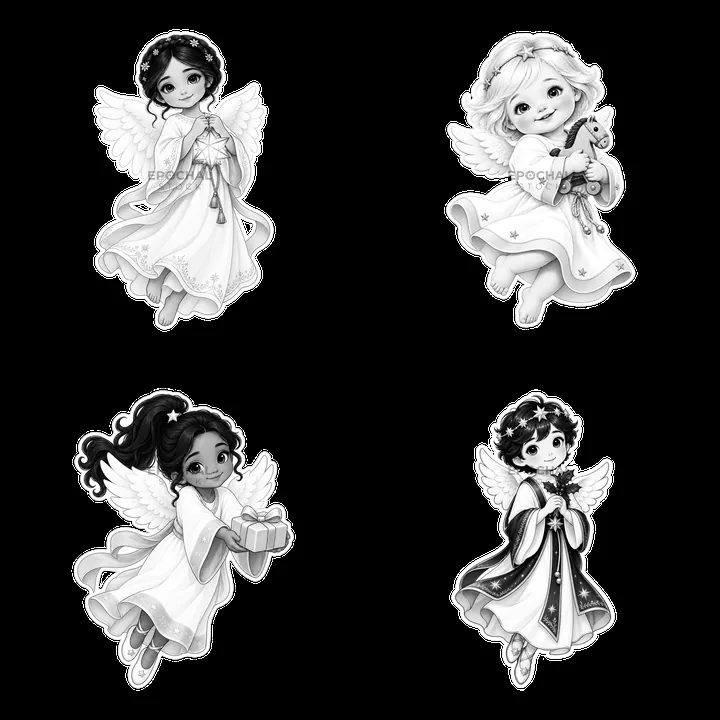 Cartoon stickers of Christ Child figures for Christmas - AI-generated stock image