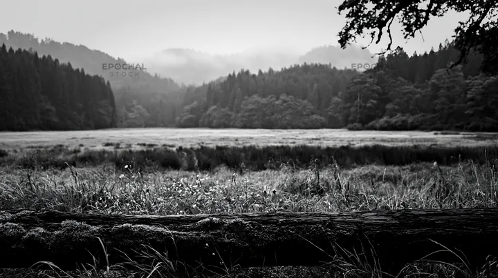 Black and white gifu low carbon meadow mossy log in a lush outdoor setting - AI-generated stock image