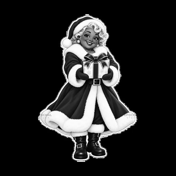 Santa Claus holding a gift with a cheerful expression - AI-generated stock image
