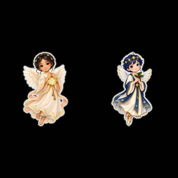 Christ Child characters with gifts for Christmas celebration - AI-generated stock image