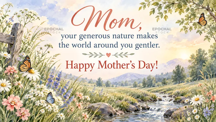 Mother's Day Greeting in a Wildflower Valley - AI-generated stock image