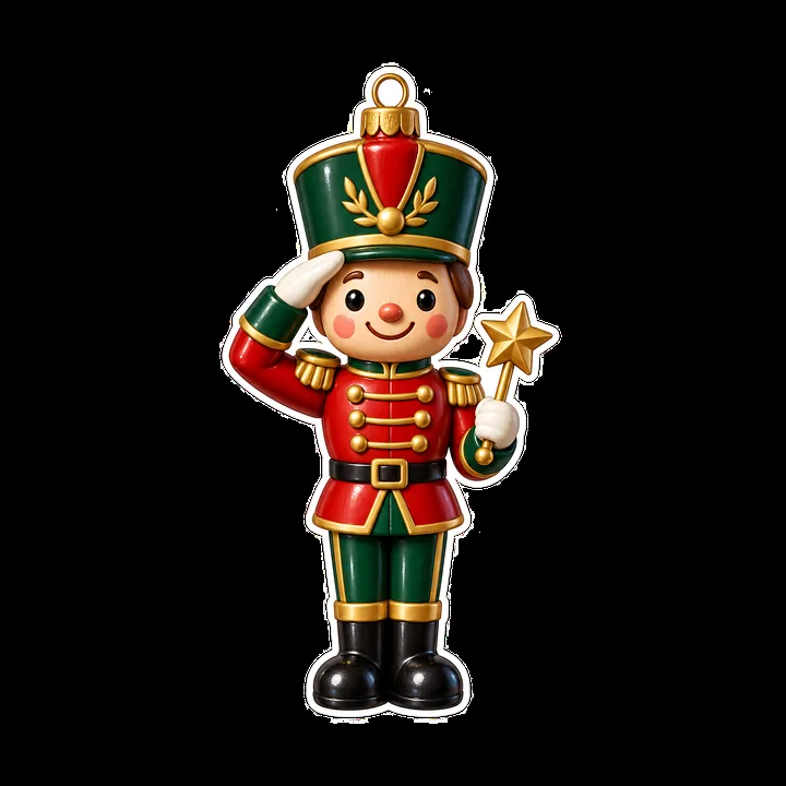 Nutcracker soldier ornament with star in festive colors - AI-generated stock image