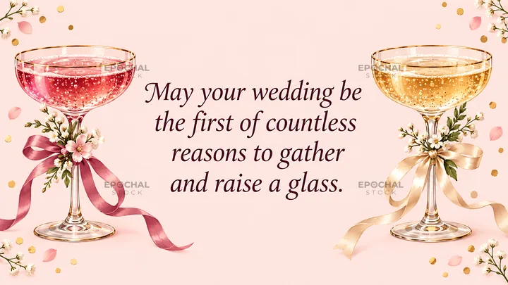 Wedding Toast Greeting with Floral Champagne Glasses - AI-generated stock image
