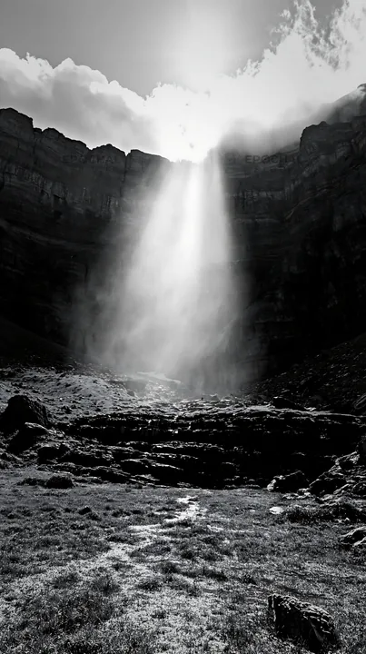 Light rays shining through cliffs at Sunshine Meadows Banff - AI-generated stock image