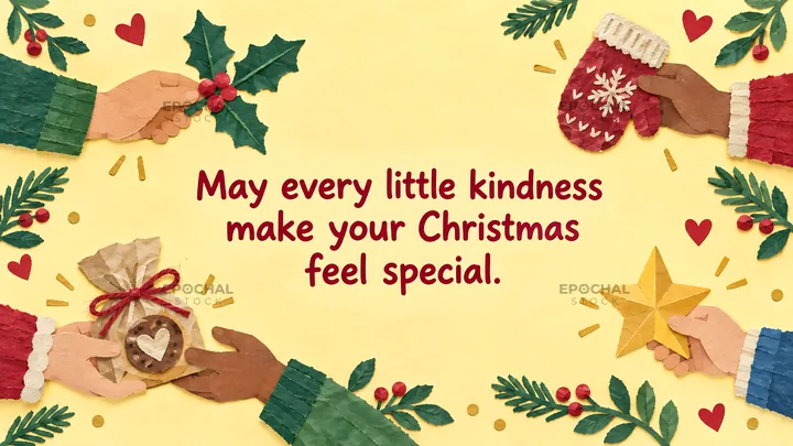 Christmas Kindness Greeting in Paper Cut Style - AI-generated stock image