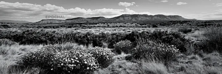 Expansive meadow with drought tolerant stems and garland - AI-generated stock image