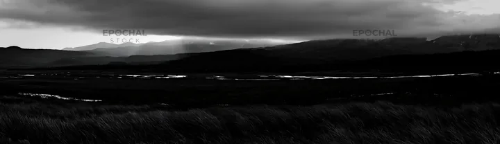 Light rays over Daisetsuzan alpine meadow at dusk - AI-generated stock image