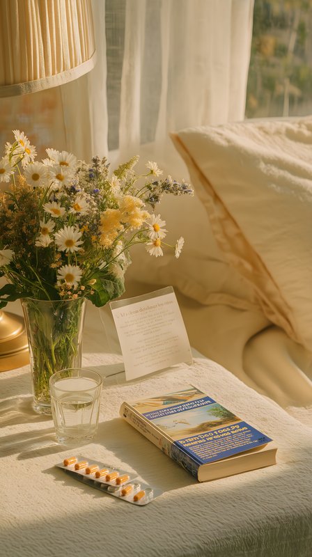 Cozy reading nook with flowers and a book on the table Free Premium Stock Image - stock photo